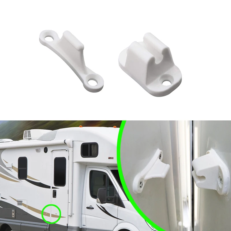 2Pcs Caravan RV Door Retainer Stopper Resile Nylon Catch Stay Limiters Camping Push Catch Holder Camper Motorhome Boat Trailer