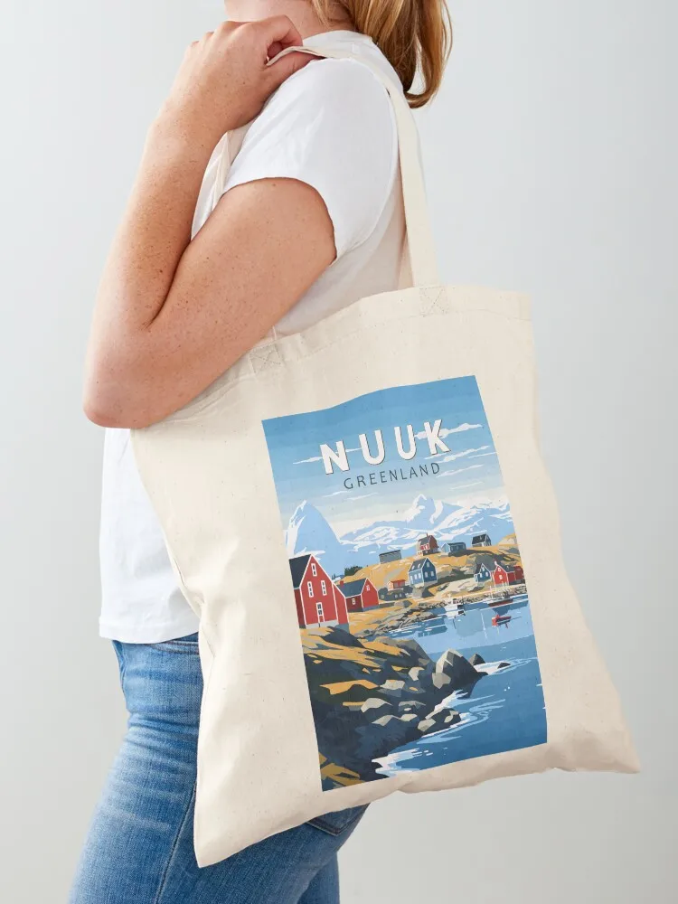 

Nuuk Greenland Travel Art Vintage Tote Bag tote bag screen shopper bag women canvas Reusable bags Shopper handbag