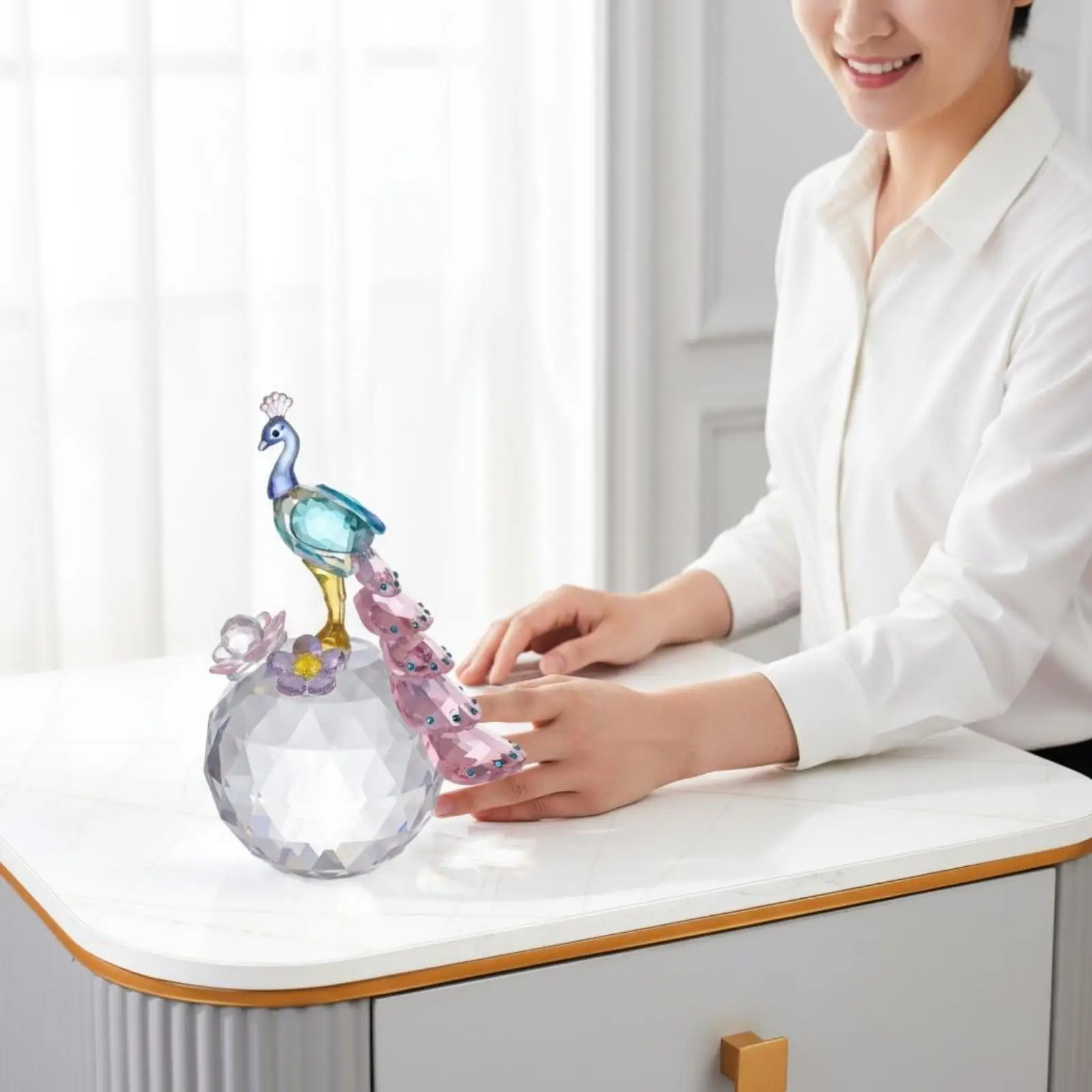 2 Pieces Peacock Ball Ornament Sparkling Glass Creature Ornament Gift Idea