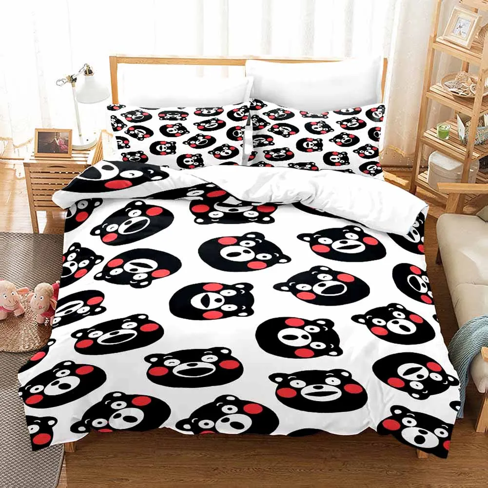 

3D Print Kawaii Cartoon Comics Kumamon Bedding Set Double Twin King Duvet Cover Comforter Pillowcase Boys Girls Adults Bedroom