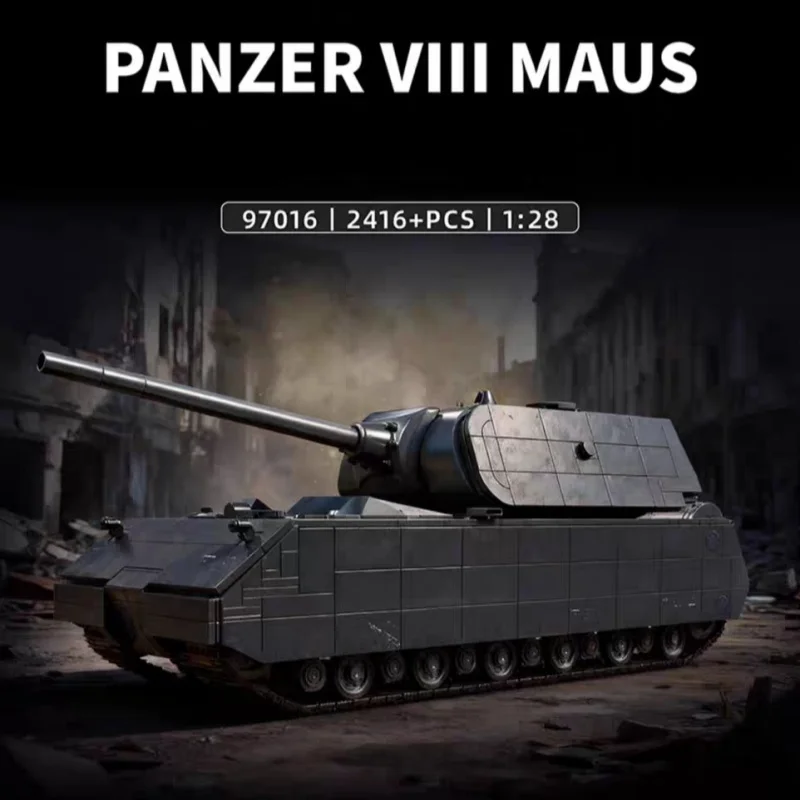 

2416 шт. 1:28 набор строительных блоков для тяжелого танка, военная модель, кирпичи, сборная игрушка со съемными деталями, орнамент для дисплея, подарок