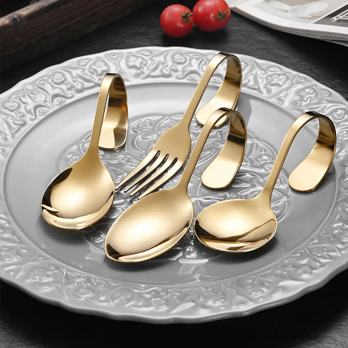 Stainless Steel Molecular Kitchen Spoon round Tip Bend Handl