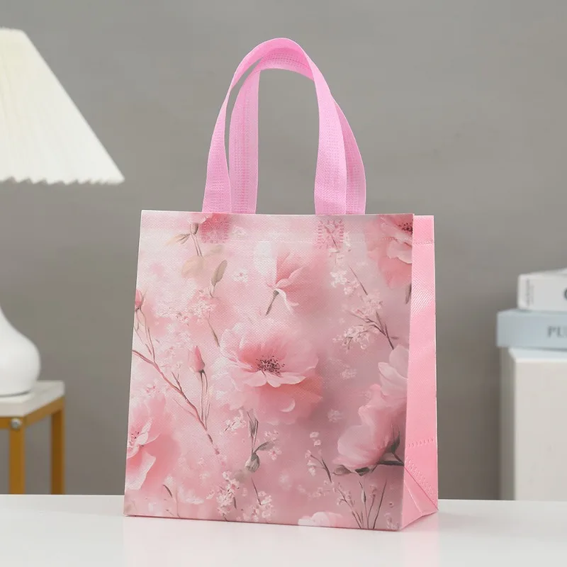 Non-woven Reusable Shopping Bag Oil Painting Pattern Foldable Tote Large Capacity Eco Gift Storage for Grocery Shopping Travel