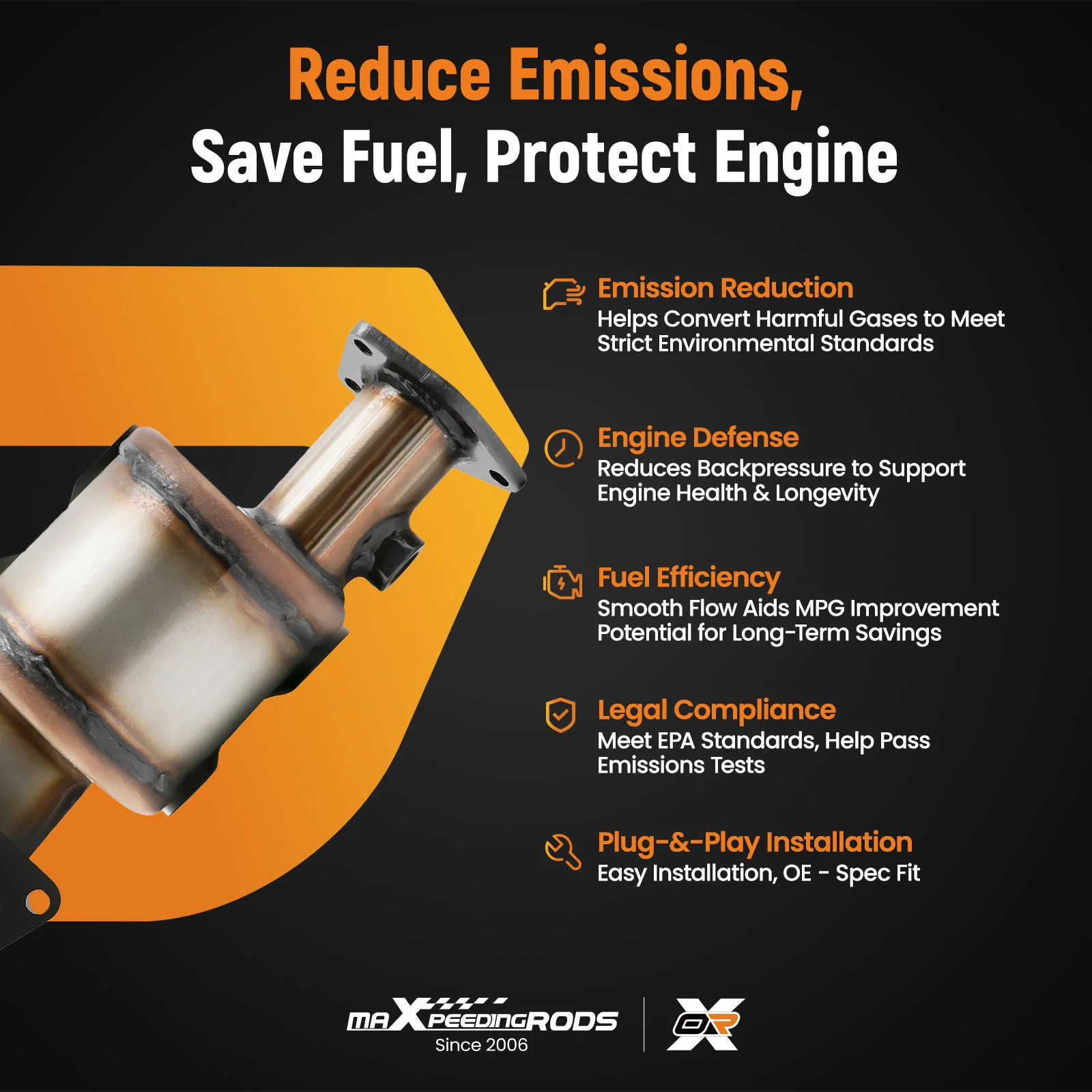 

Left Catalytic Converter W/Gasket for Honda Accord 2003-2007 3.0L