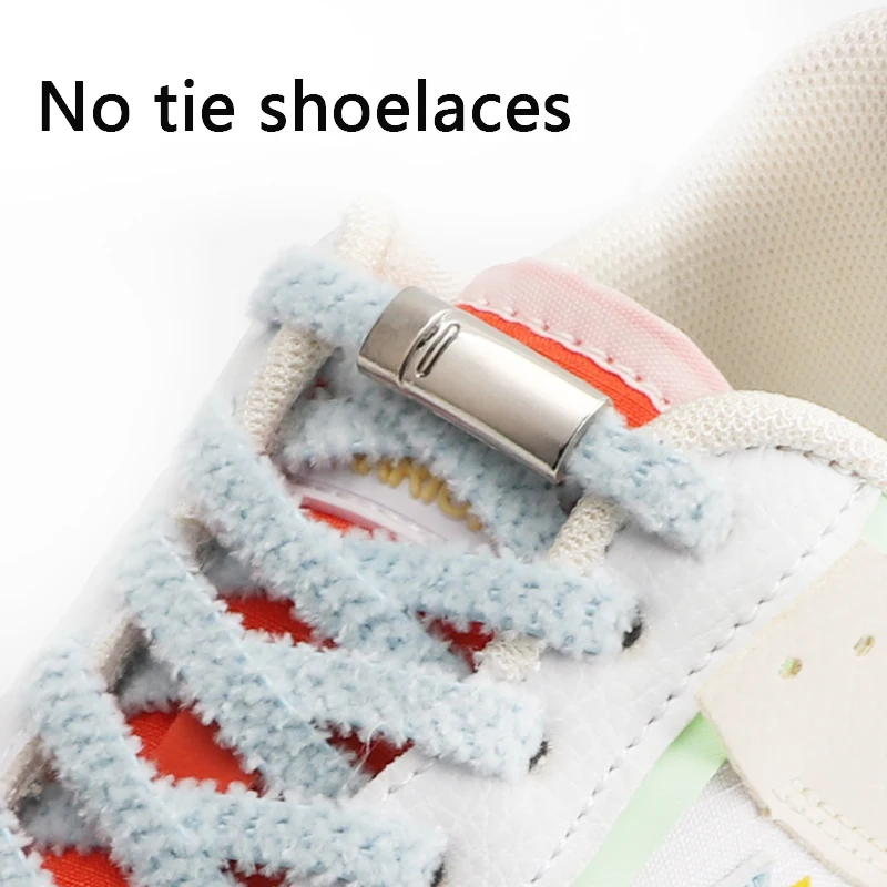 New Multicolour Plush Shoelaces Without Tying Magnetic Locking Flat Elastic Shoes Lace Sneakers Kids Adult For Laces Accessories