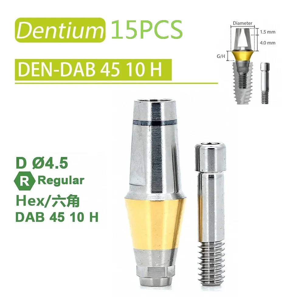 

15Pcs Dental Healing Abutment, TC5ELI Titanium Healing Cap, High Precision Compatible with Dentium Implant System 3.5 4.5