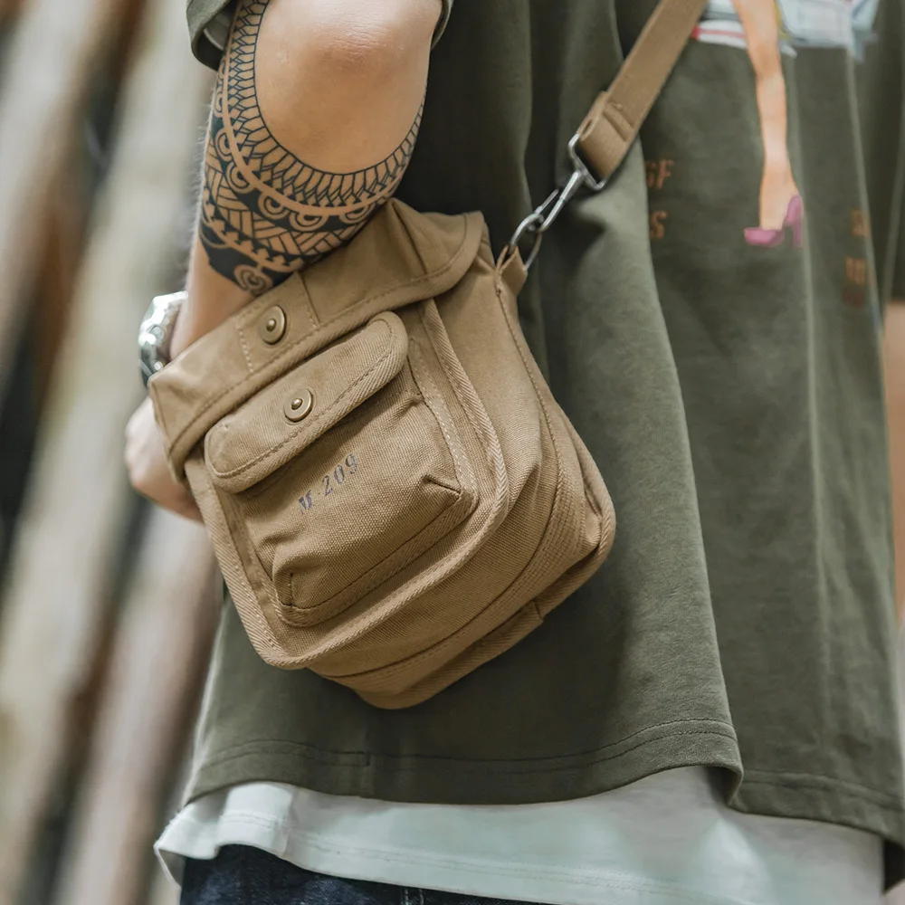 Maden Vintage M209 Tactische Cipher Machine Tas Outdoor Canvas Schouder Crossbody Draagtas Magnetische Gesp Vierkante Taillepakken