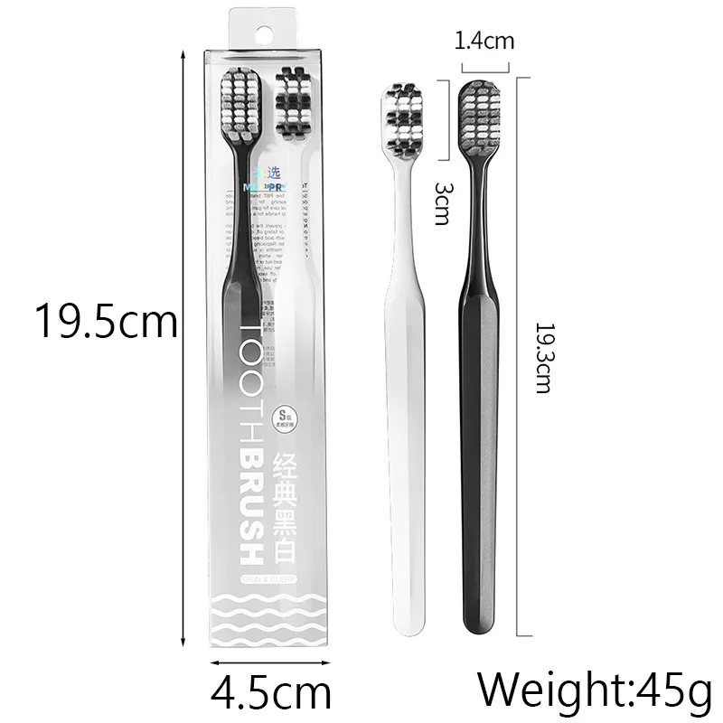 Classic Black And White Spiral Soft Bristled Couple's Toothbrush Adults Household Cleaning Gum Protection Set Caring Oral Cavity