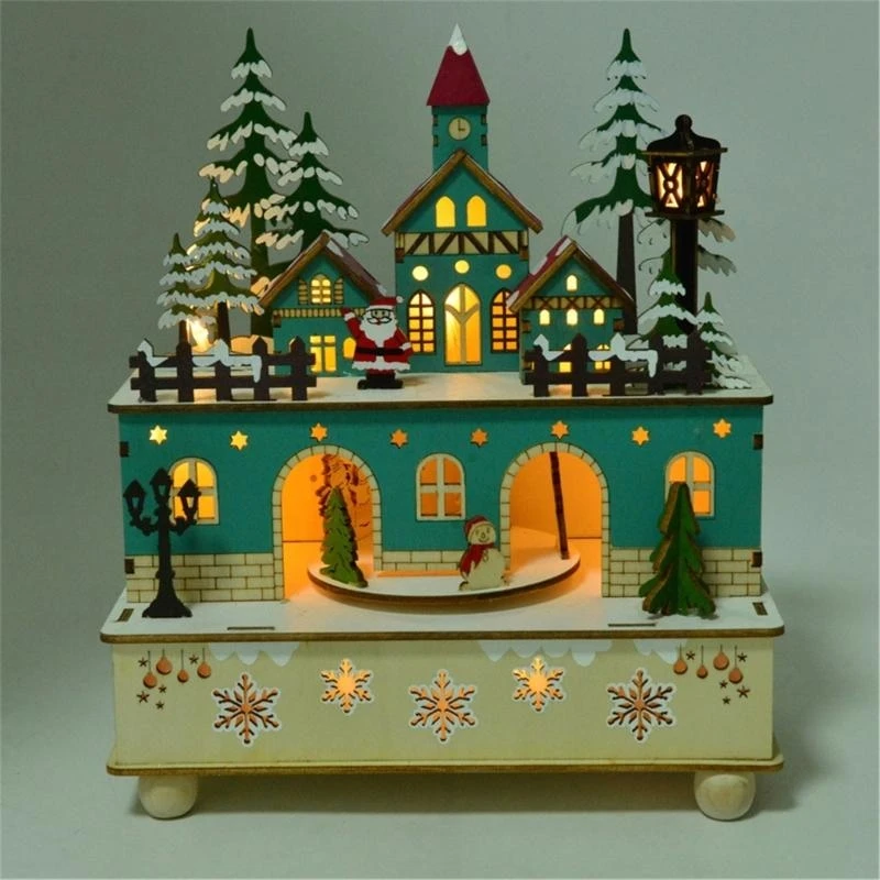 

Colorful Christmas Music Box with Traditional Holiday Songs Snow Santa