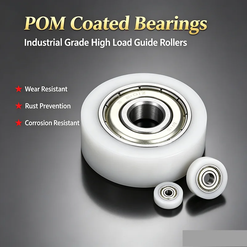 Industrial Grade High Load POM Coated Bearings Wear Resistant Hard Rubber Nylon Plastic Guide Rollers Small Track Pulleys