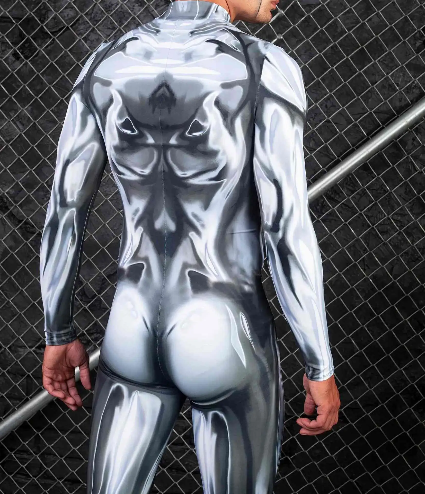 Bunte Mechanische Muskel-Tights Herren Jumpsuit Punk Cosplay Kostüm Bodysuit Party Festival Zentai Radsportbekleidung – Detail 4