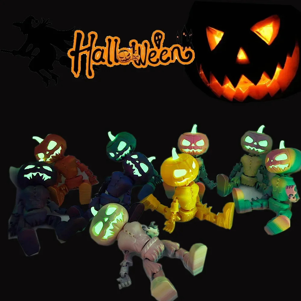 Glow-In-The-Dark 3D Printed Skeleton Pumpkin - Articulated 2024 Halloween Decor & Gift Set For Teens And Adults Holiday Party