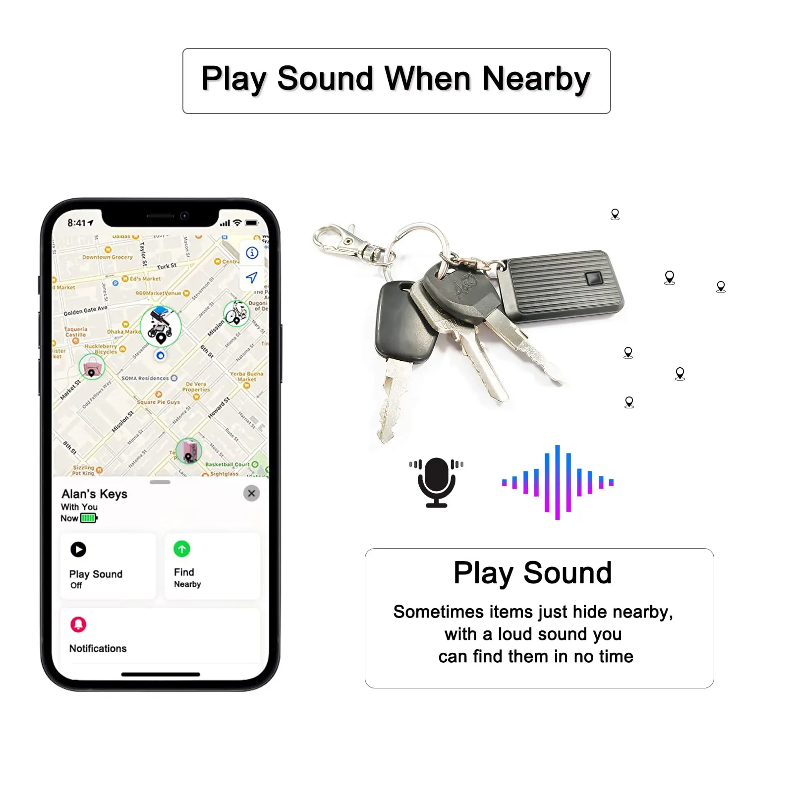 Mini traqueur GPS compatible Bluetooth, étiquette intelligente, détecteur de clé, positionnement global, portefeuille pour animaux de compagnie, alarme anti-perte, uniquement pour IOS, FindMy App