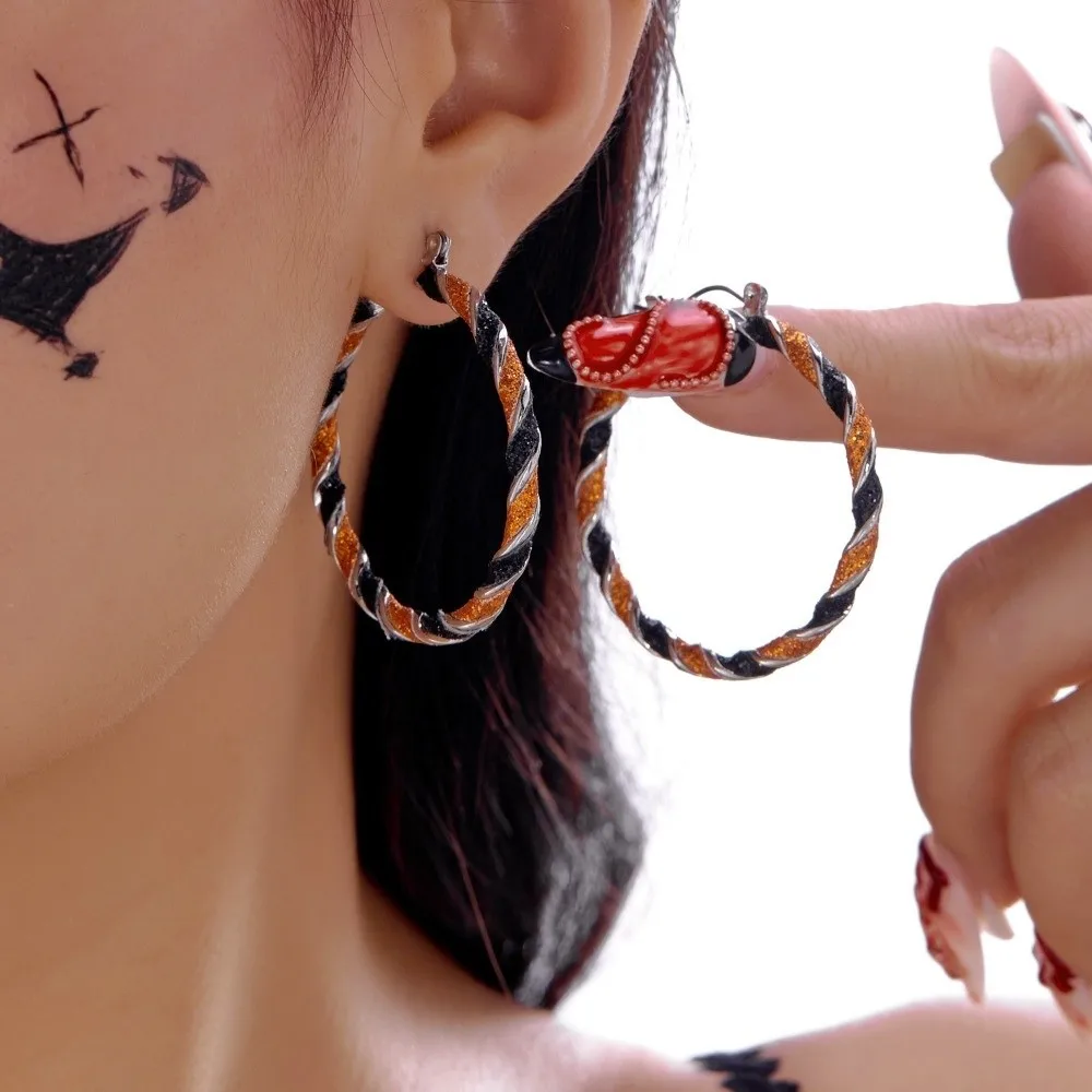 Creative Alloy Material Halloween Earrings Long Tassel Design Dripping Oil Effect Drop Earrings Ghost Earrings Festival Wear