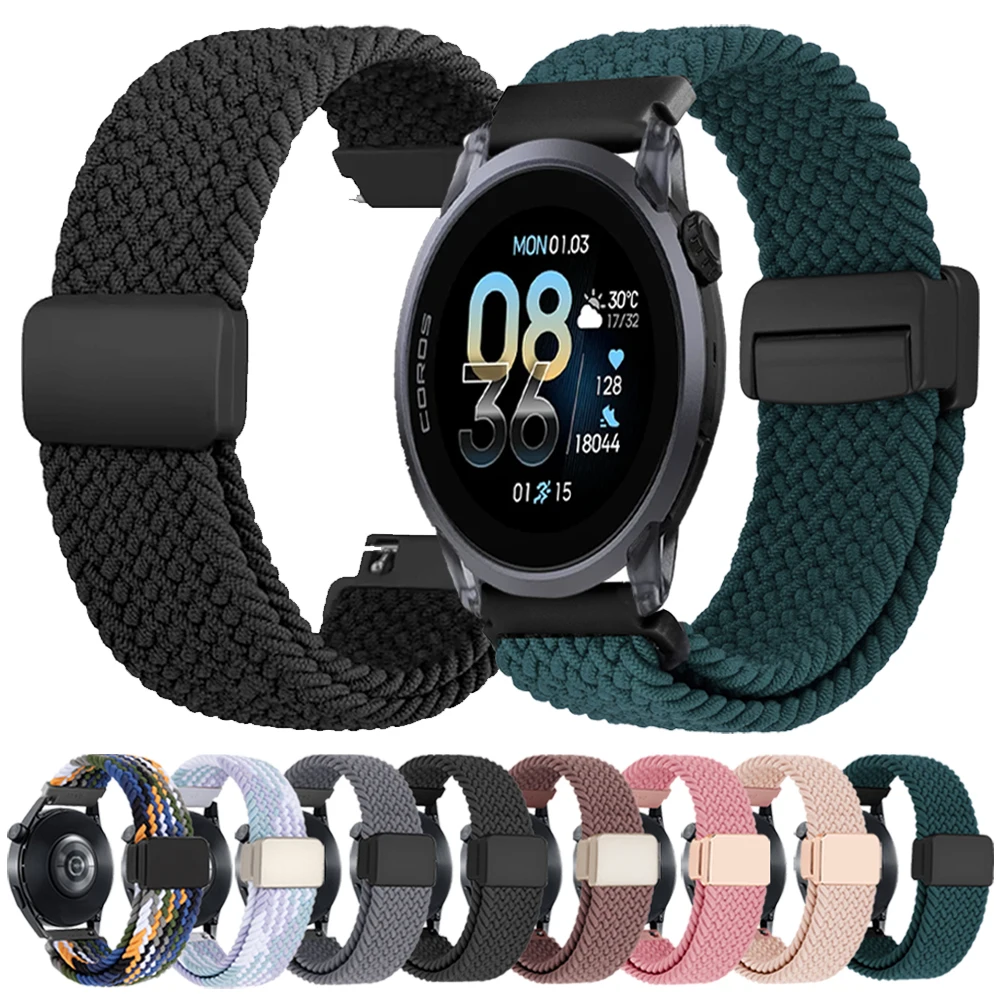 Magnetic Buckle Braided Nylon Watch Strap For COROS PACE 4 3 2/PACE Pro 20mm 22mm Band For COROS APEX 42mm 46mm APEX 2Pro 4 Belt
