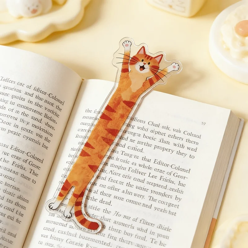 Cat-shaped Bookmark with Kitten Pattern - Highly Transparent Acrylic Page Markers, Suitable for Book Lovers, Cat-themed Gift for