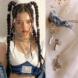 5/10Pcs Gold Charms Diy Hairs Braid Dread Dreadlock Beads Hair Ring Rope Elastic Hair Bands Ponytail Hairstyle Hair Accessories