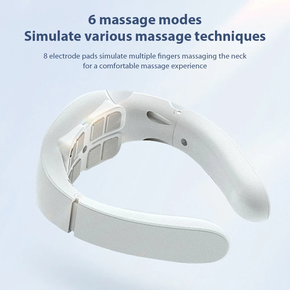 Shoulder Neck Massager 15 Gears 6 Modes Cervical Therapy Massage Stimulator 8-Head Vibration Pulse with Heating for Office