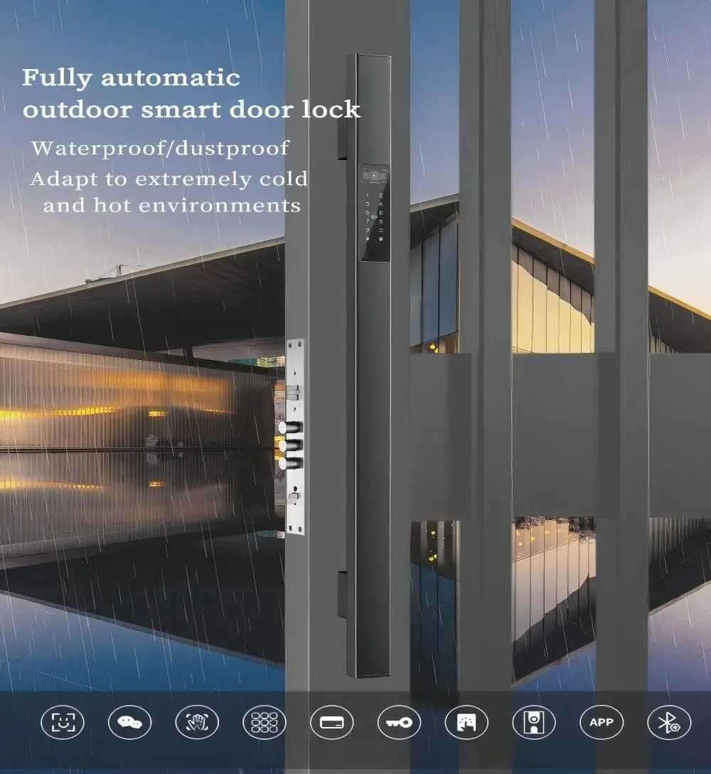 Fully automatic Tuya smart door lock, waterproof and anti-theft smart lock with camera and fingerprint, for wooden door memory c