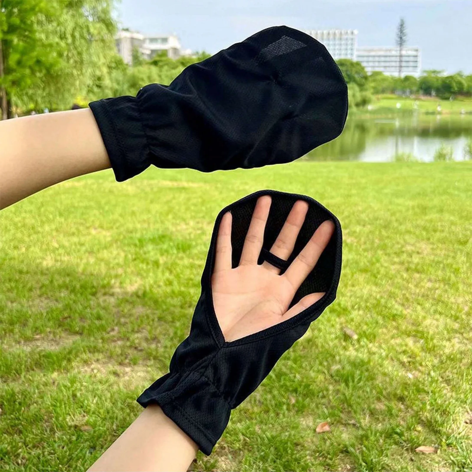 UPF50+UV Protection Long Gloves for Women,Sunblock Sleeves with Fingerless Design,Breathable Anti-UV Arm Cover for Driving，Outdo image 6