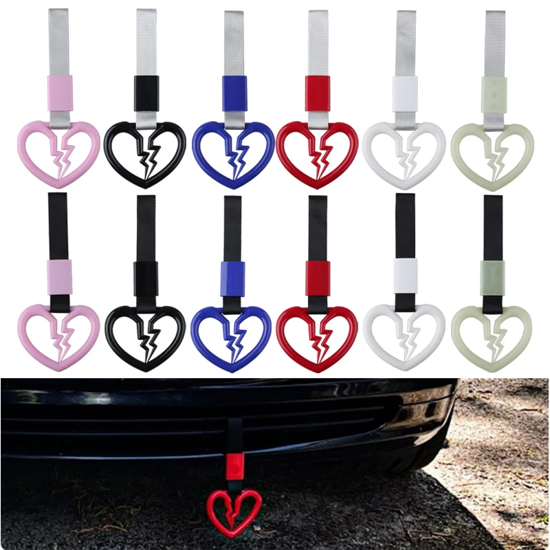 1pcs Broken Love JDM Train Bus Handle Hand Strap Tsurikawa Ring Heart Styling Drift Charm Strap Drift Auto Accessories Car Strap