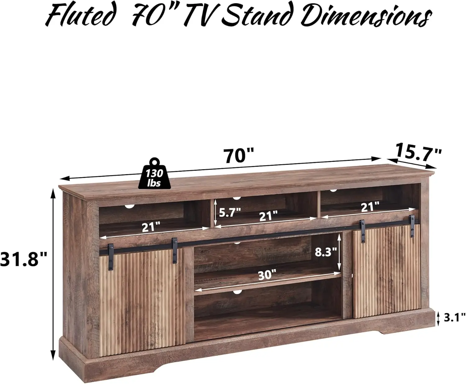 Fluted TV Stand for 80 Inch TVs, 32