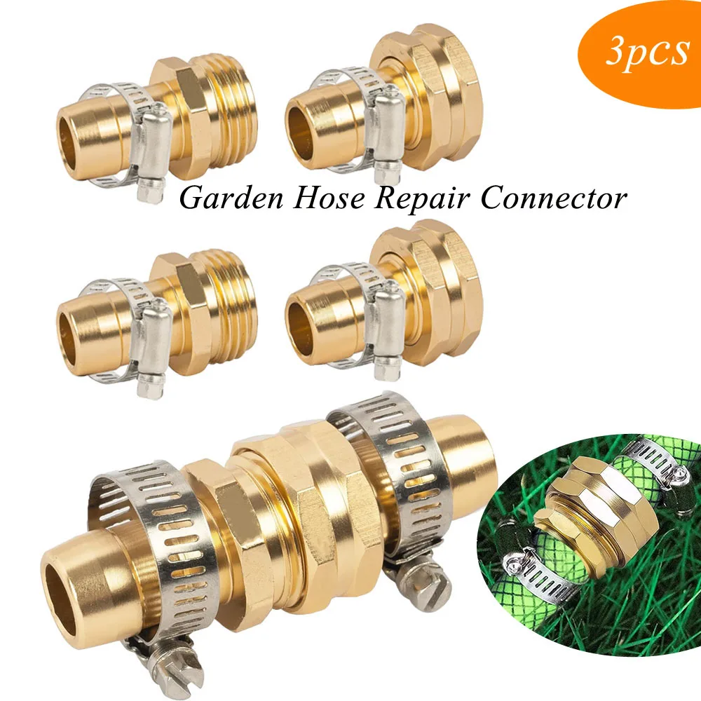 Garden Hose Repair Connector With Clamps Garden water Irrigation hose Joint For 3/4 Inch or 5/8 Garden Hose Fitting 3pcs