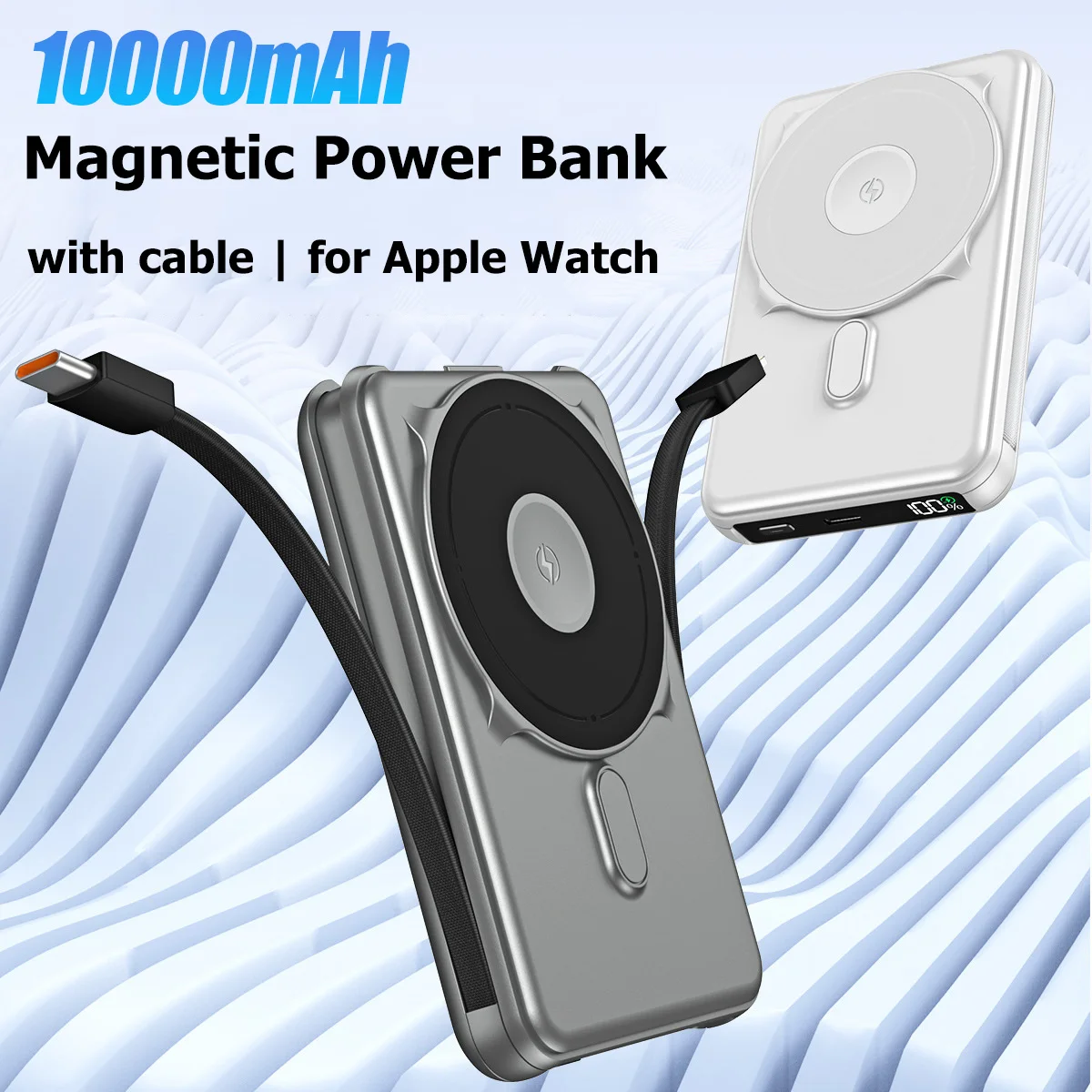 

Magnetic 10000mAh Power Bank For iPhone Apple Watch iWatch Fast Wireless Charger External Spare Battery Pack Portable Powerbank