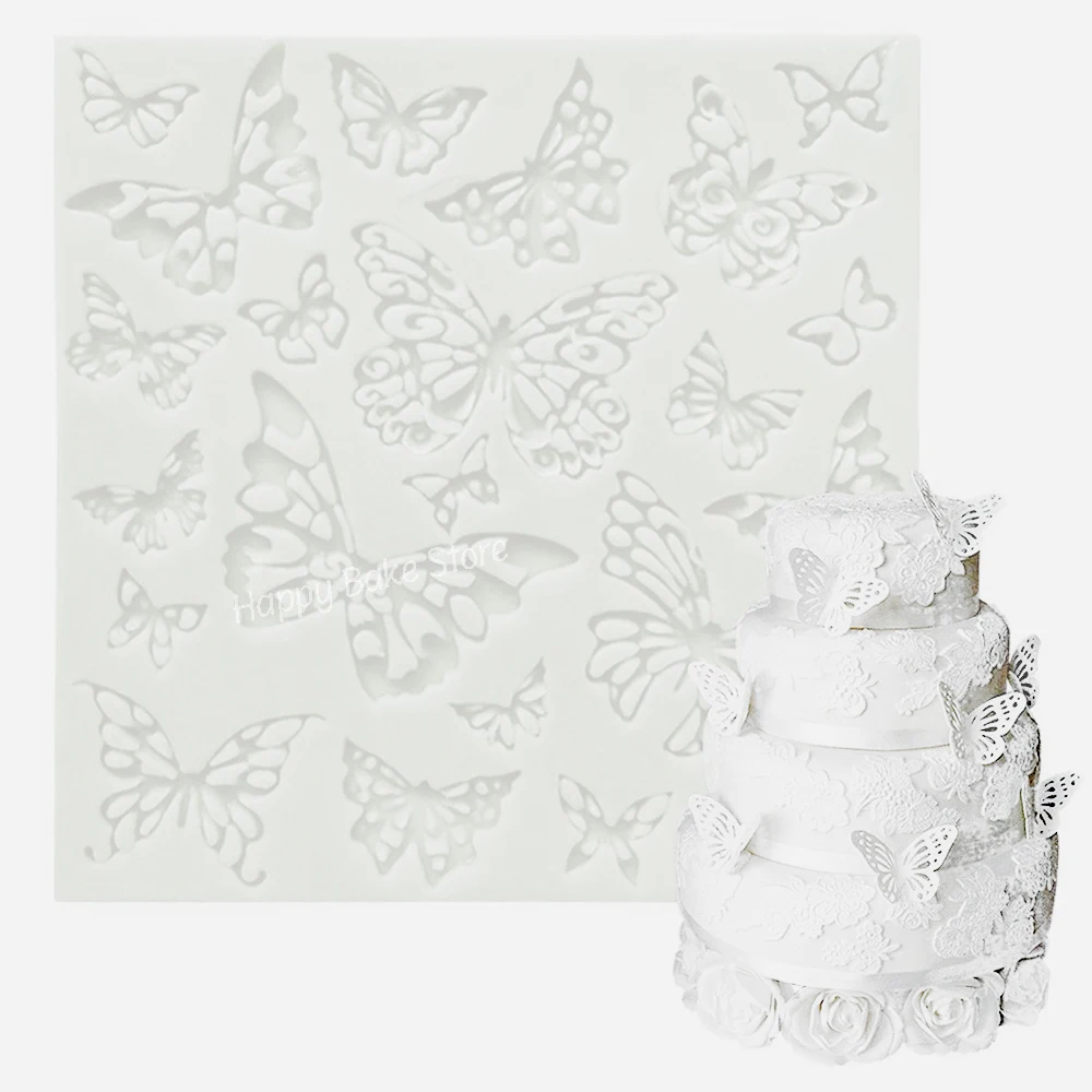 Fondant Impression Lace Butterfly Silicone Mold, Cake Decorating Supplies, For Cupcake Topper, Dessert, Chocolate, Candy, Baking