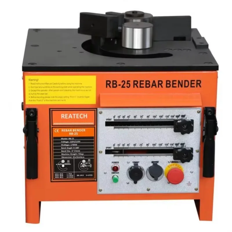 ثني حديد التسليح الكهربائي القابل للتعديل شديد التحمل مع دواسة القدم 1 بوصة 25 مم درجة 60 لقضيب فولاذي سريع الانحناء