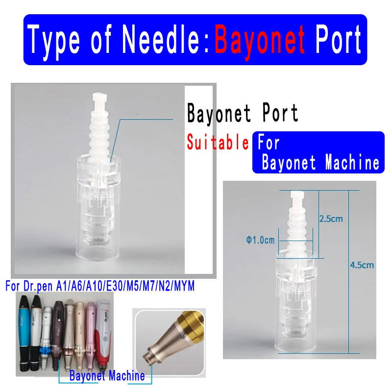 Bayonet Cartridge Replacement For Derma Pen Micro Needle 1/3/5/7/9/ 12 Pin /24/ 36 Pins 42/ Nano mym/N2/M7/M5/E30 Dr Pen Needles