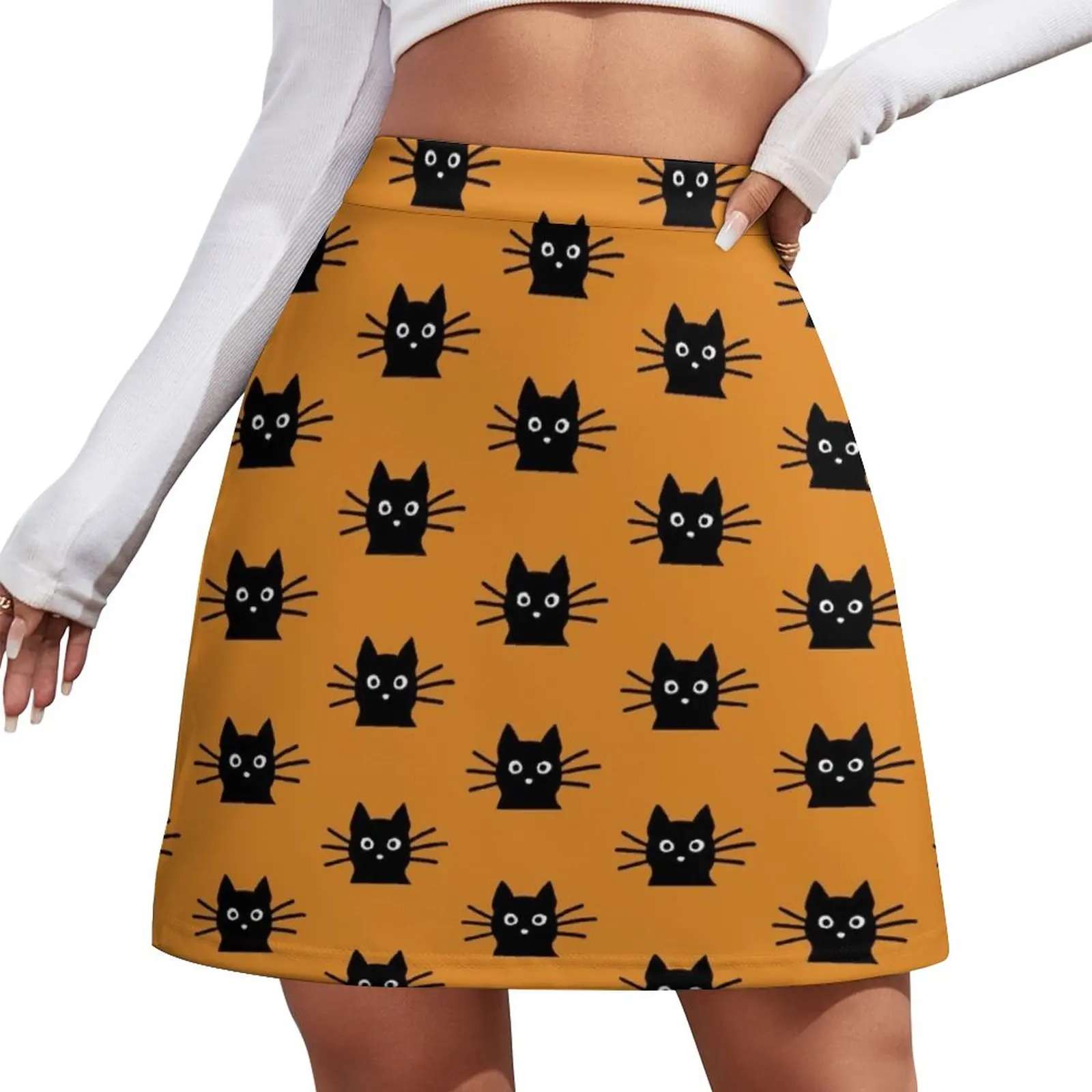 

Black Cat Face Mini Skirt 90s aesthetic korean luxury clothing