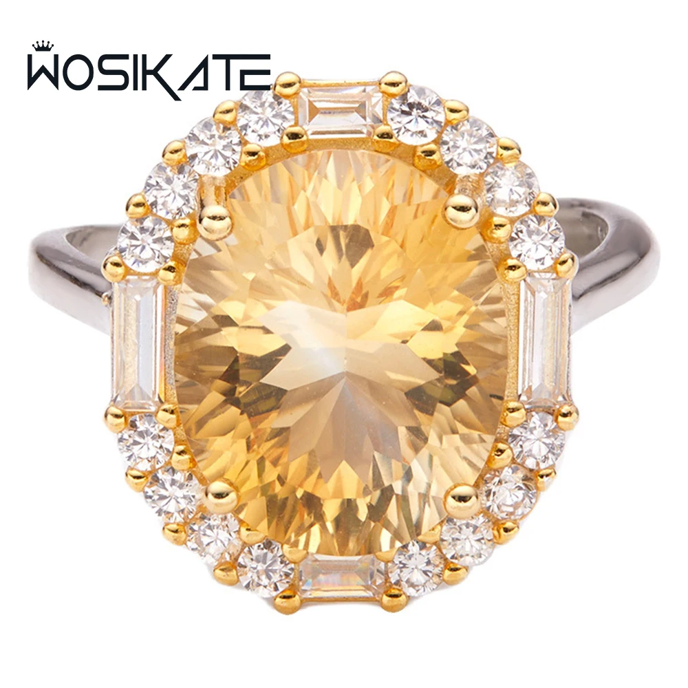

WOSIKATE натуральное 100% стерлинговое серебро 925 пробы 10*14 мм натуральный аметист цитрин обручальное кольцо для женщин ювелирные изделия кольцо на палец подарок