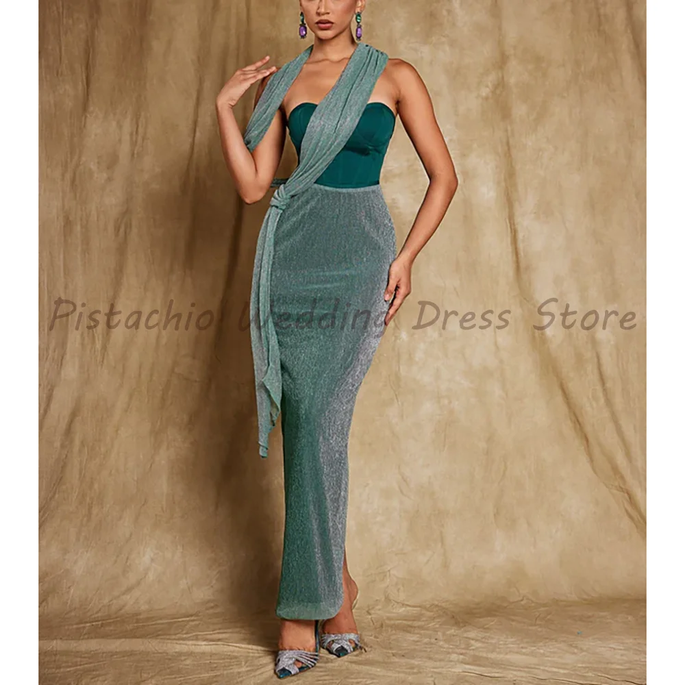 

Green Halter Draped Mesh Mermaid Evening Dress 2026 Sleeveless Bodycon Maxi Prom Formal Party Gown For Women