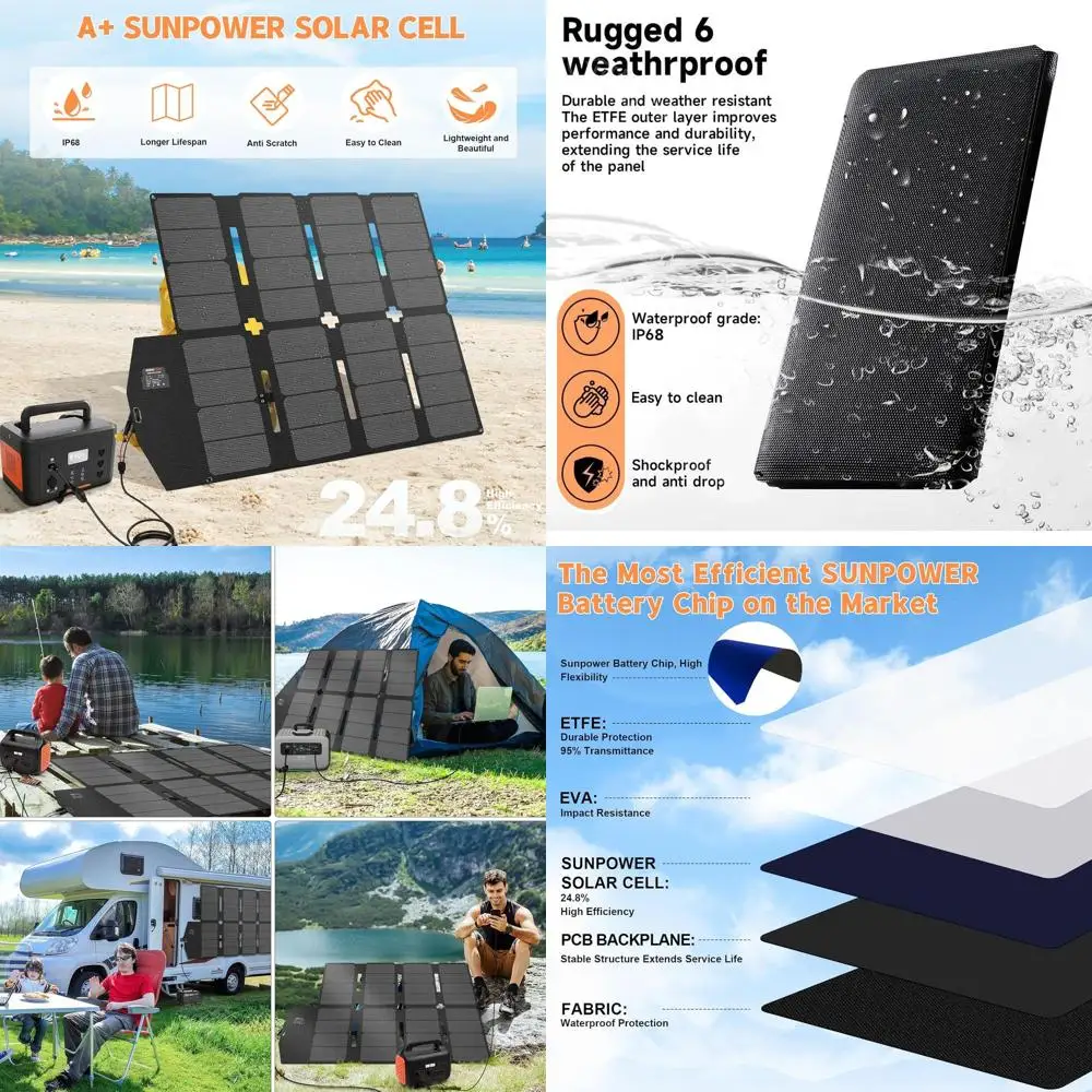 

Портативный солнечный комплект мощностью 100 Вт для автодомов, активного отдыха и путешествий - 18 В, водонепроницаемый (IP68), компактный и легкий