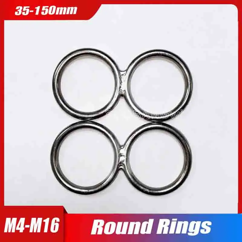 M3-M12 Heavy Duty Welded Round Rings Smooth Solid O Ring For Rigging Marine Boat Hammock Yoga Hanging Ring 304 Stainless Steel