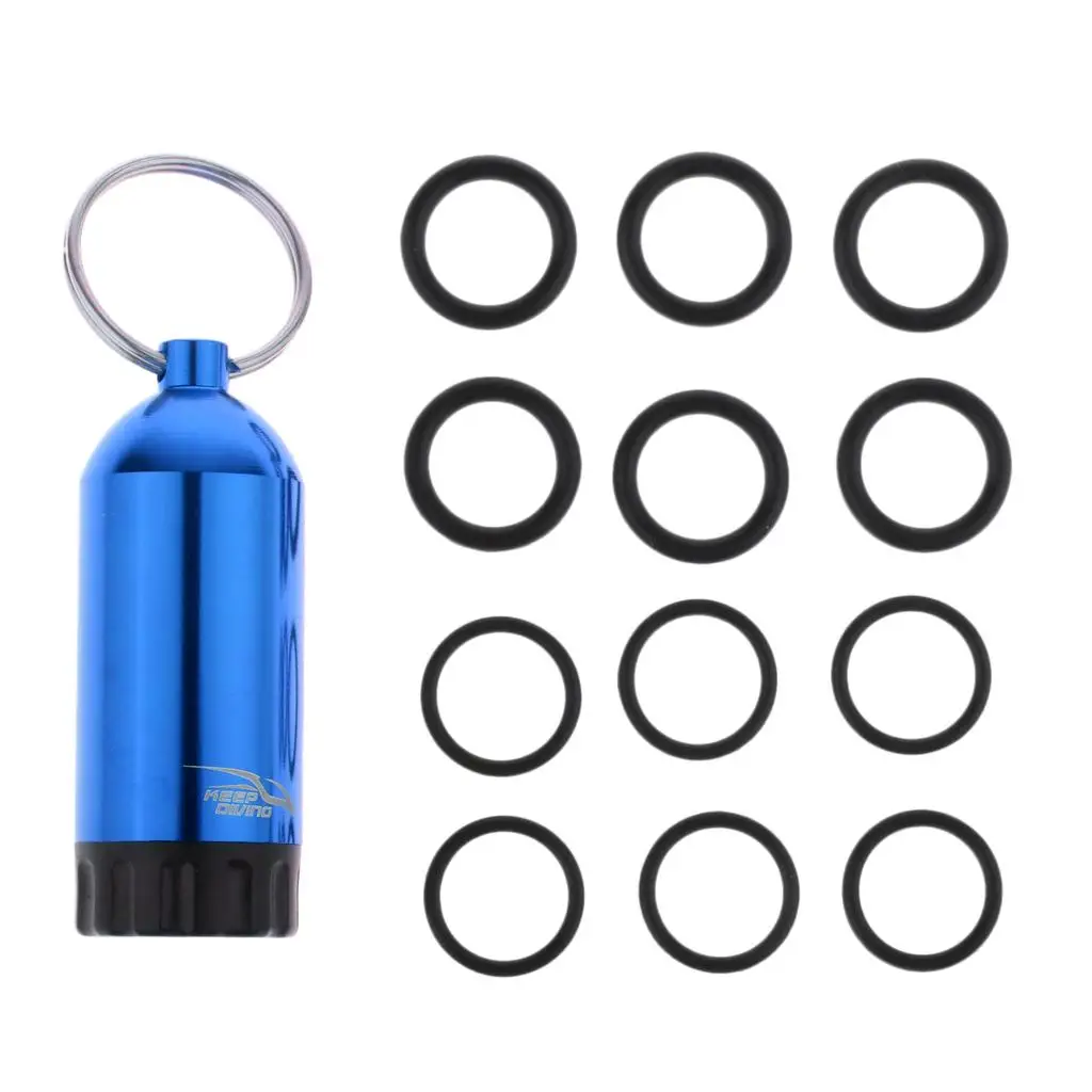 Portable Mini Aluminum Diving Cylinder Keychain with 12 O Rings and Pick Practical Tank for Scuba Accessories