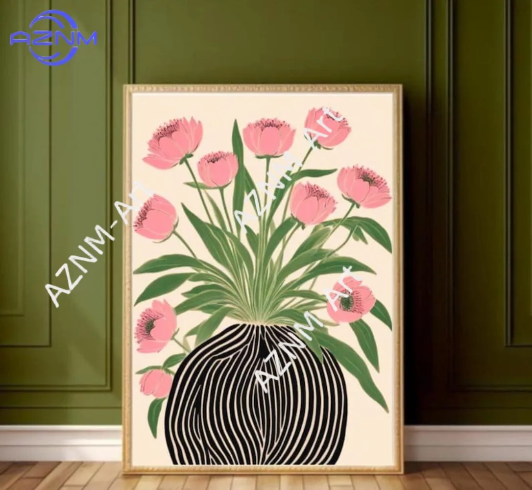 Ein rahmenloses Blumenposter, Matisse-Wandkunst, Pastelldruck, Blumenbilder in Vasen, Farbmalereien, für die Raumdekoration zu Hause, Geschenke