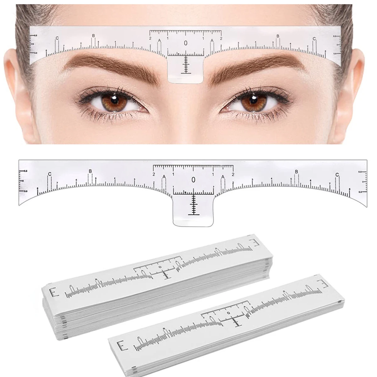 50pcs Disposable Microblading Tattoo Eyebrow Measurement Ruler Sticker makeup Eyebrow Positioning Tool