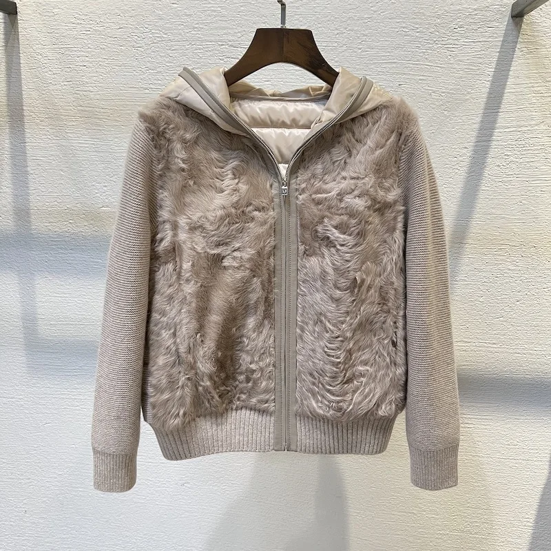 

2024 Women's Clothing High quality hooded knitted patchwork cardiganAutumn Winter New No.18