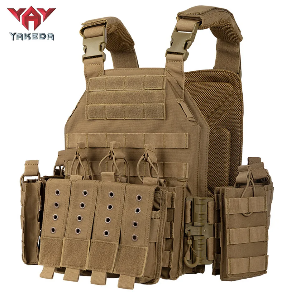 

YAKEDA Quick Release Tactical Vest 1000D Polyester Breathable CS Combat Hunting Vest Molle Outdoor Chest Rig Equipment