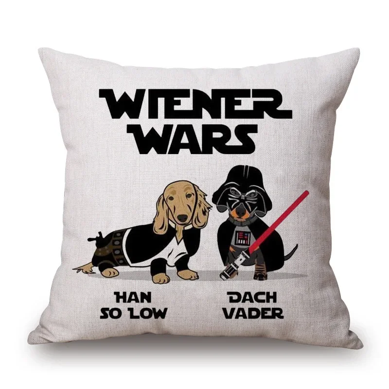Hand Painting Dachshund Dog Posters Cushion Covers Sausage Pet Animals Pillowcase Decorative Pillows For Sofa