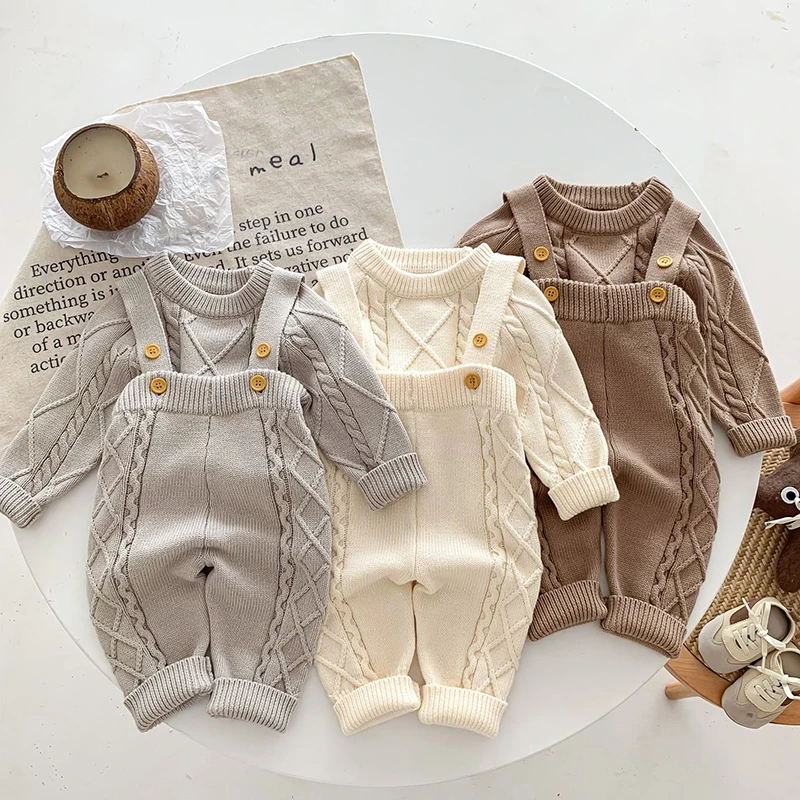 Autumn Spring Infant Baby Boys Girls Knitting Clothing Set Toddler Baby Boys Girl Clothes Suit Children Knitting Clothes