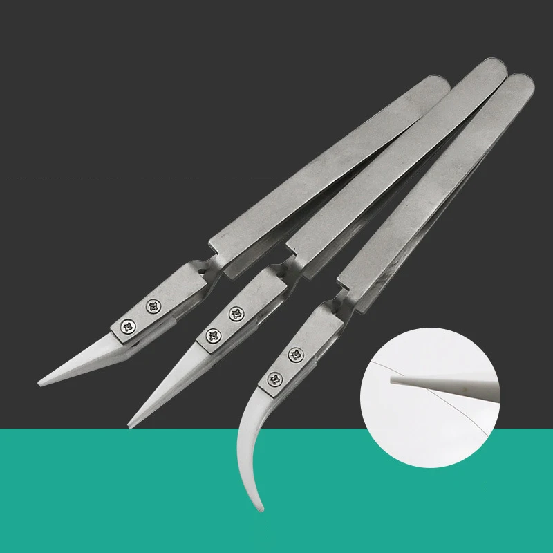 

1PC Ceramic Straight Tip Electronic Soldering Tweezers, Anti-Static Reverse Acid Resistant Precision Chuck Ceramic Tweezers