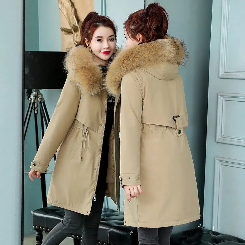 Winter Jacket Women Parka 2022 New Fur Collar Long Coat Wool Liner Hooded Jacket Thick Warm Snow Wear Padded Parka Clothes M-6XL