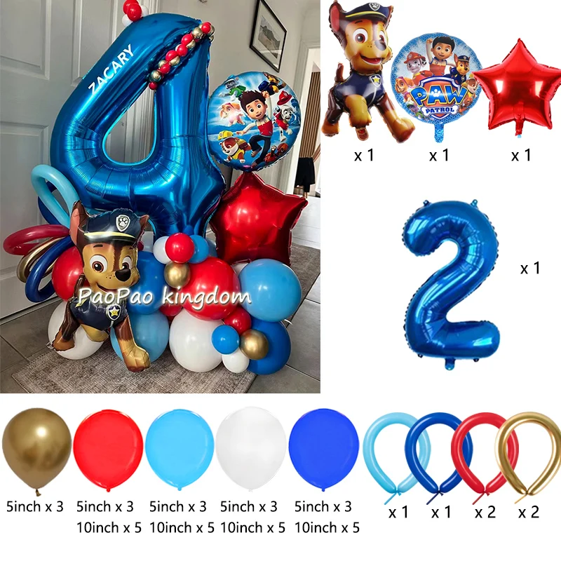 Paw Patrol Aluminum Foil Balloons Set Number Birthday  for Kids Birthday Party Decoration Baby Shower Gifts