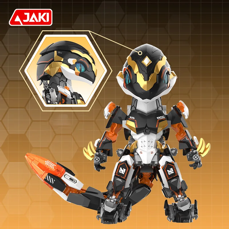 جاكي بناء الالعاب العملاقة اثني عشر زودياك الذهبي مقياس ميكا ثعبان منضدية الديكور Mecha نموذج لعبة السنة الجديدة للأطفال #3