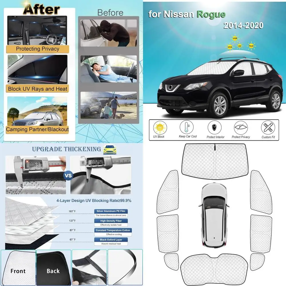 

Универсальные солнцезащитные шторки для автомобильных окон для моделей 2014-2020 годов, полное покрытие, защита от УФ-излучения и конфиденциальность для использования на улице