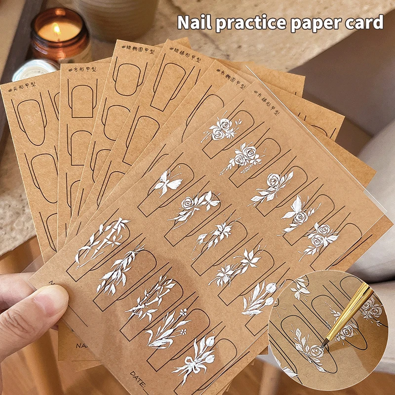 Nail Practice Paper Cardboard Set Nail Art Painting Training Mat Salon Manicure Professional Application Learning Tool