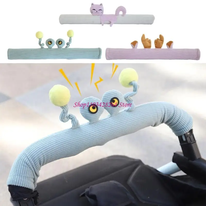  Fun and Educational Strollers Handle Cover Feature Cartoon Design Sound Maker Soft Fabric for Infant Strollers